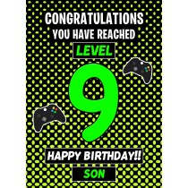 9th Level Gamer Birthday Card (Son)