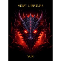 Gothic Fantasy Dragon Christmas Card For Son (Design 1)