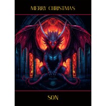 Gothic Fantasy Dragon Christmas Card For Son (Design 3)
