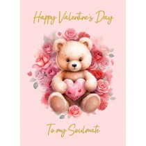 Valentines Day Card for Soulmate (Cuddly Bear, Design 1)