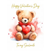 Valentines Day Card for Soulmate (Cuddly Bear, Design 3)