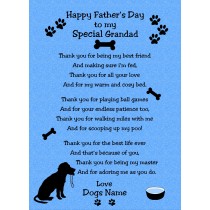 Personalised From The Dog Fathers Day Verse Poem Card (Blue, Special Grandad)