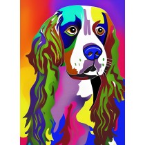 Springer Spaniel Dog Colourful Abstract Art Blank Greeting Card