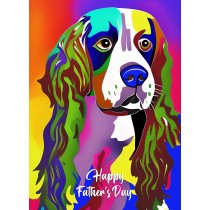 Springer Spaniel Dog Colourful Abstract Art Fathers Day Card
