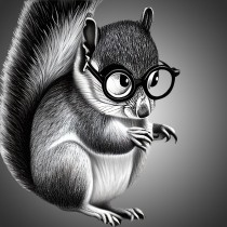 Squirrel Funny Black and White Art Blank Card (Spexy Beast)