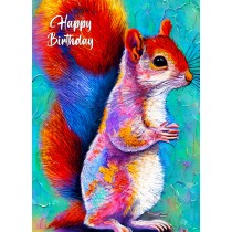Squirrel Animal Colourful Abstract Art Birthday Card