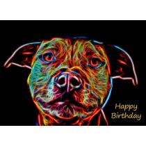 Staffordshire Bull Terrier Neon Art Birthday Card