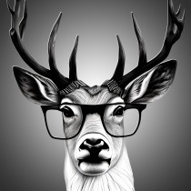 Stag Funny Black and White Art Blank Card (Spexy Beast)