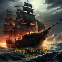 Ship Scenery Art Square Fathers Day Card For Stepdad (Design 2)