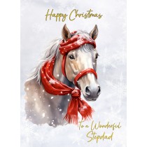 Christmas Card For Stepdad (Horse Art Red)