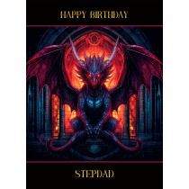 Gothic Fantasy Dragon Birthday Card For Stepdad (Design 3)
