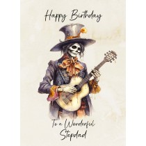 Victorian Musical Skeleton Birthday Card For Stepdad (Design 1)