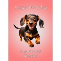 Dachshund Dog Birthday Card For Stepdad