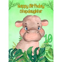 10th Birthday Card for Stepdaughter (Hippo)