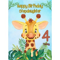 4th Birthday Card for Stepdaughter (Giraffe)