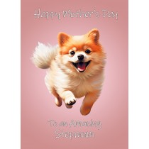 Pomeranian Dog Mothers Day Card For Stepmum