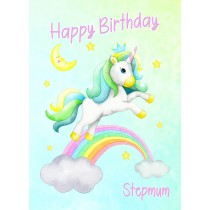 Birthday Card For Stepmum (Unicorn, Green)