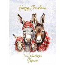 Christmas Card For Stepmum (Donkey Family Art)
