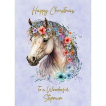 Horse Art Christmas Card For Stepmum (Design 3)