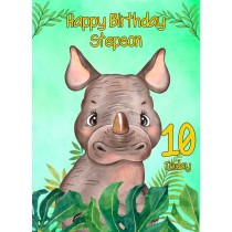 10th Birthday Card for Stepson (Rhino)