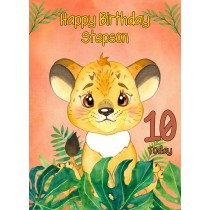 10th Birthday Card for Stepson (Lion)