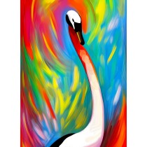 Swan Animal Colourful Abstract Art Blank Greeting Card
