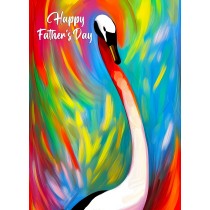 Swan Animal Colourful Abstract Art Fathers Day Card