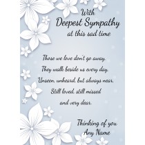 Personalised Sympathy Bereavement Card (With Deepest Sympathy, Flower)