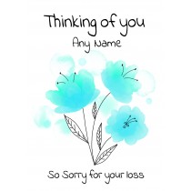 Personalised Sympathy Bereavement Card (With Deepest Sympathy, White Flower)