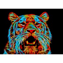 Tiger Neon Blank Greeting Card