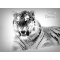 Tiger Black and White Birthday Card
