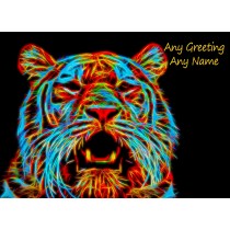 Personalised Tiger Neon Greeting Card (Birthday, Christmas, Any Occasion)