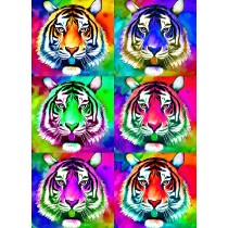Tiger Colourful Pop Art Blank Greeting Card