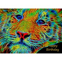 Tiger Neon Art Birthday Card