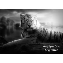 Personalised Tiger Black and White Art Greeting Card (Birthday, Christmas, Any Occasion)