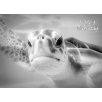 Turtle Black and White Art Birthday Card