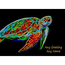 Personalised Turtle Neon Art Greeting Card (Birthday, Christmas, Any Occasion)