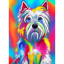 West Highland Terrier Dog Colourful Abstract Art Blank Greeting Card