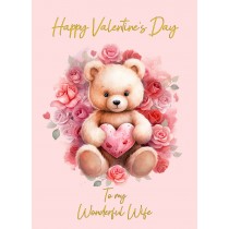 Valentines Day Card for Wife (Cuddly Bear, Design 1)