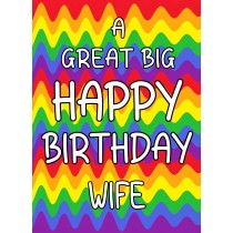 Happy Birthday 'Wife' Greeting Card (Rainbow)