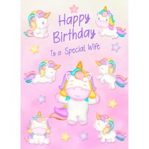 Birthday Card For Wife (Unicorn, Pink)