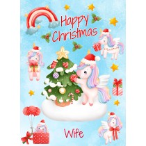Christmas Card For Wife (Unicorn, Blue)