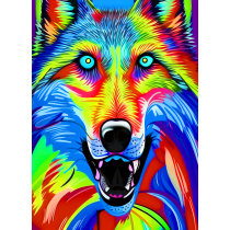 Wolf Animal Colourful Abstract Art Blank Greeting Card