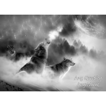Personalised Wolf Black and White Greeting Card (Birthday, Christmas, Any Occasion)