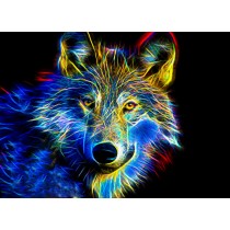 Wolf Neon Art Blank Greeting Card