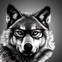 Wolf Funny Black and White Art Blank Card (Spexy Beast)