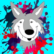 Wolf Splash Art Cartoon Square Blank Card