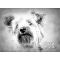 Yorkshire Terrier Black and White Birthday Card