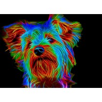 Yorkshire Terrier Neon Art Blank Greeting Card