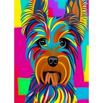 Yorkshire Terrier Dog Colourful Abstract Art Blank Greeting Card